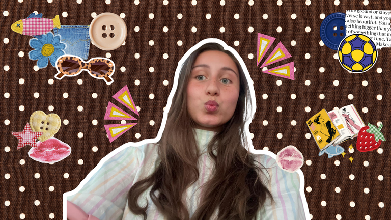 Merel met een polka dot achtergrond en stickers