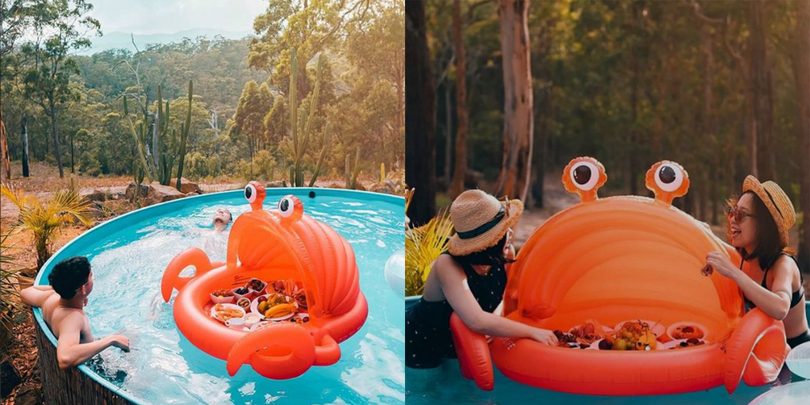 Een hilarische opblaasbare krab-bar in je zwembad hebben wij allemaal nodig deze zomer