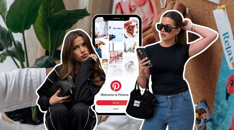 Influencer Jade Anna met zelfgemaakte achtergrond.