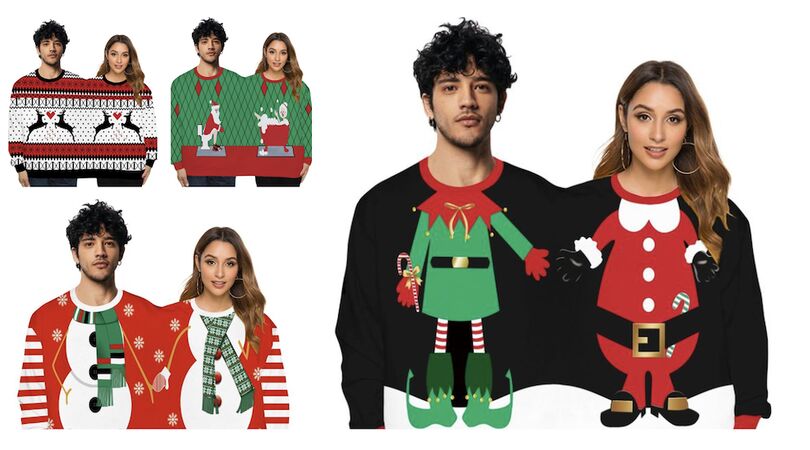 Deze dubbele kersttrui ziet er hilarisch uit (en een musthave item voor de kerst)