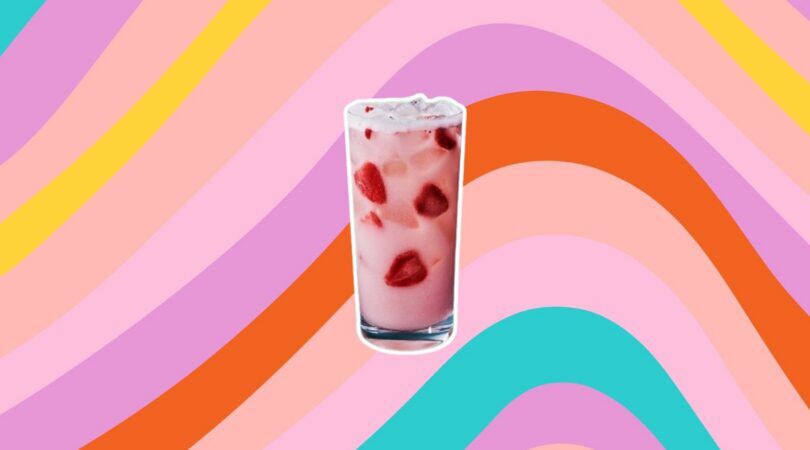 Illustratie van de Pink Drink van Starbucks.