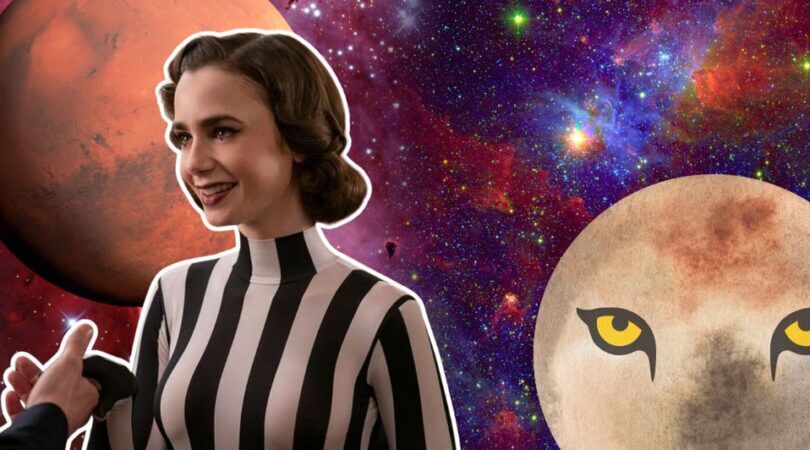 Afbeelding van Mars, met Emily (Emily in Paris) op de voorgrond.