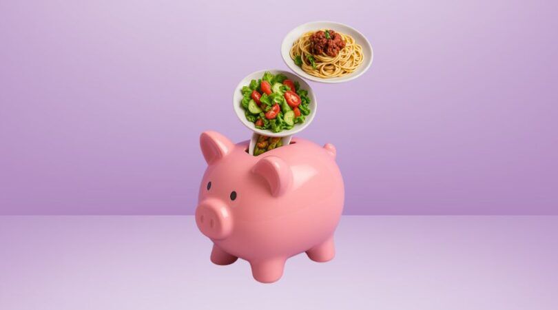 Een spaarvarken waar er maaltijden in gaan, alsof het muntjes zijn.