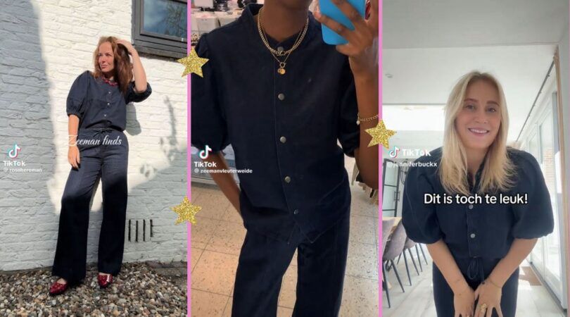 Een aantal Tiktokkers poseren met het nieuwe Zeeman pak aan