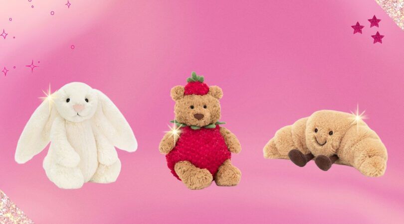 Drie knuffels op een rijtje