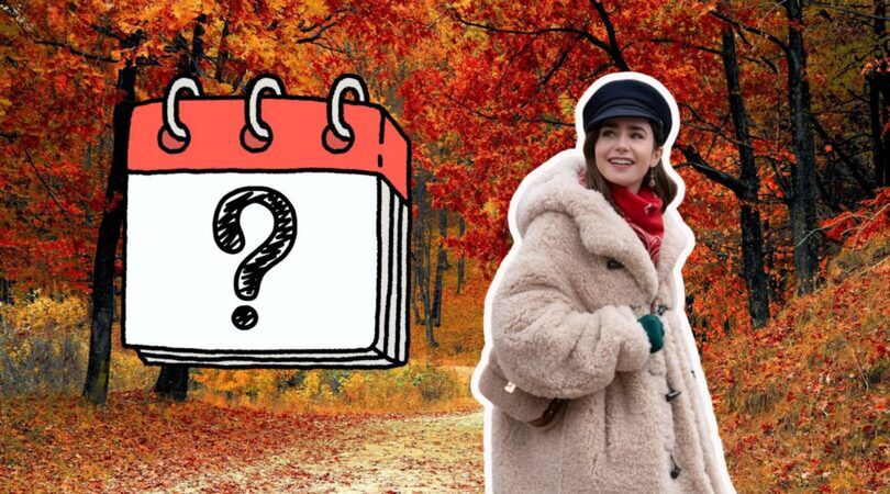 Illustratie van een meisje in een herfstbos.