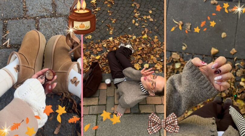 Collage met esthetische herfst foto's.