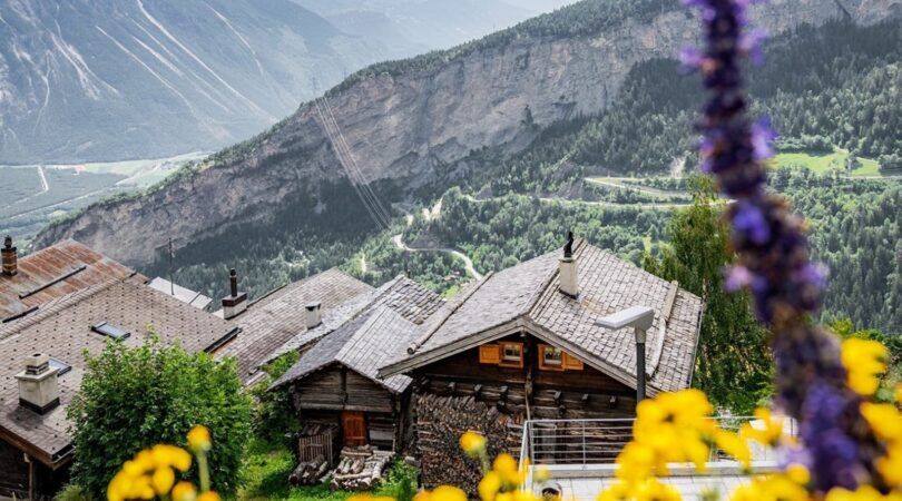 Het plaatjes Albinen in Zwitserland