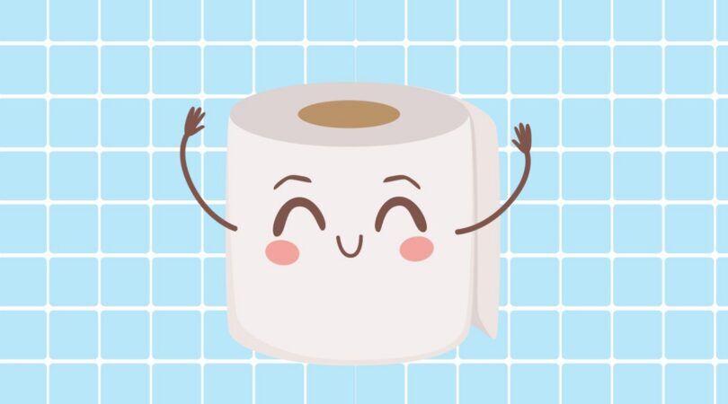 Illustratie van een wc-rol voor een tegeltjesachtergrond.