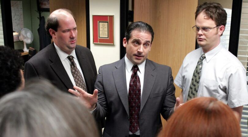 Kevin, Micheal en Dwight uit The Office.