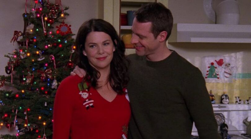 Christopher en Lorelai in kersttruien.