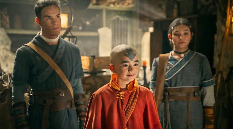 Aang, Katara en Sokka uit Avatar: The Last Airbender.