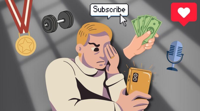 Collage van thema's die veel terugkomen in de online trend: manosphere.