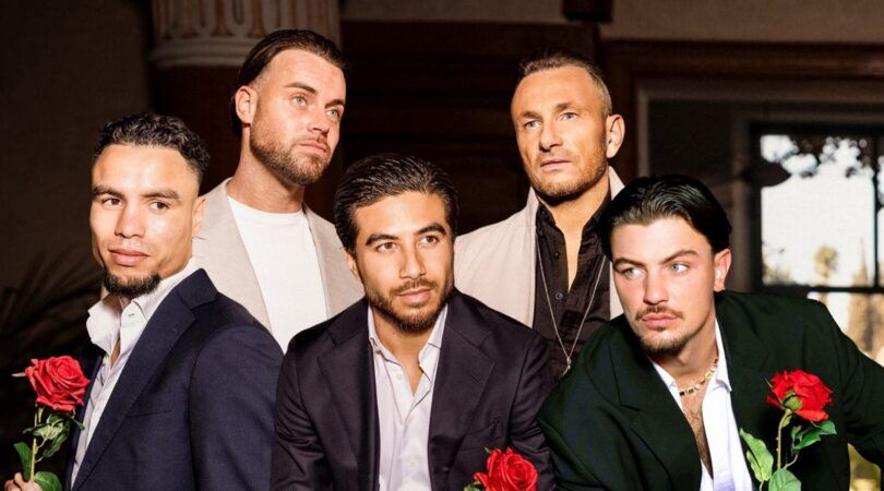 Vijf mannen die meedoen aan De Bachelorette.