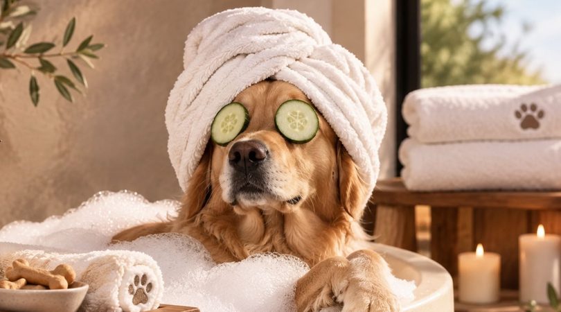 Hond in een spa.
