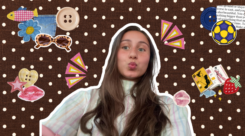 Merel met een polka dot achtergrond en stickers