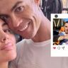 Cristiano Ronaldo en zijn vrouw lachen op de foto.